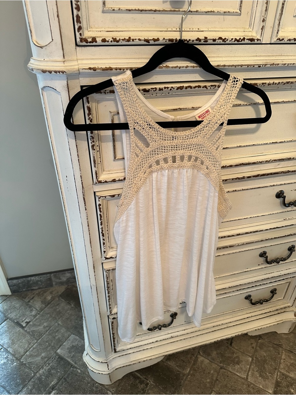 Mossimo Supply Co. White Crochet Yoke Tank